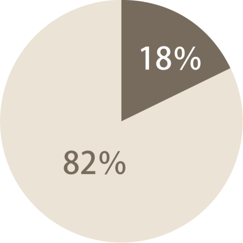 円グラフのイラスト。内訳（50年経過橋梁は18%、50年未満橋梁は82%）