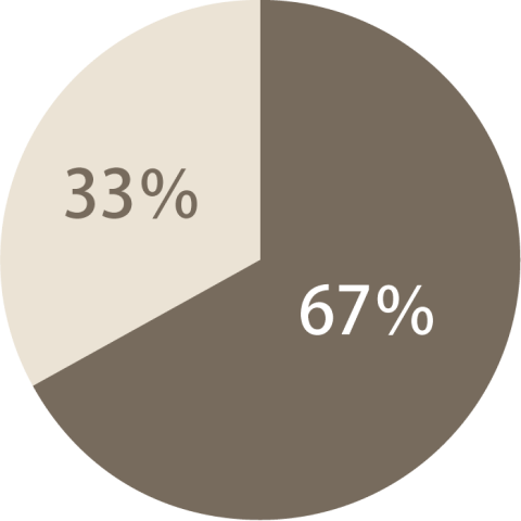 円グラフのイラスト。内訳（50年経過橋梁は67%、50年未満橋梁は33%）